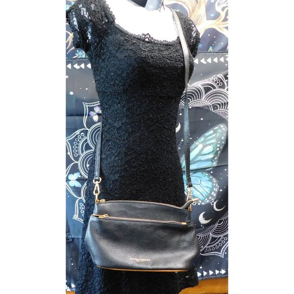 Divina Firenze Black Leather Crossbody Purse
